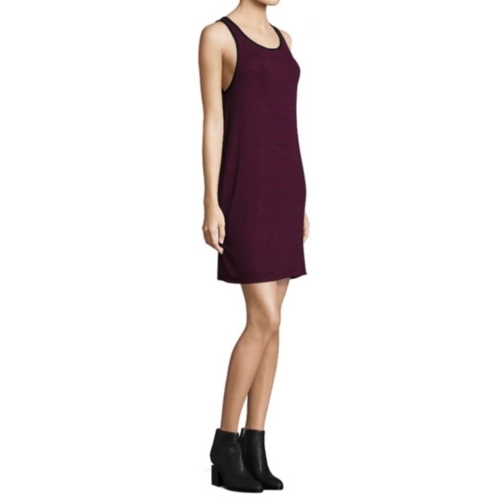 Paige Mia Red Black Striped Micro Ribbed Tank Top Sleeveless Mini Dress Size:(S)